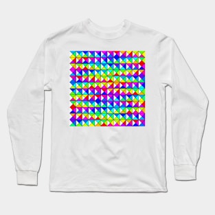 Colorful Diamond Square Quarter Black Lines Long Sleeve T-Shirt